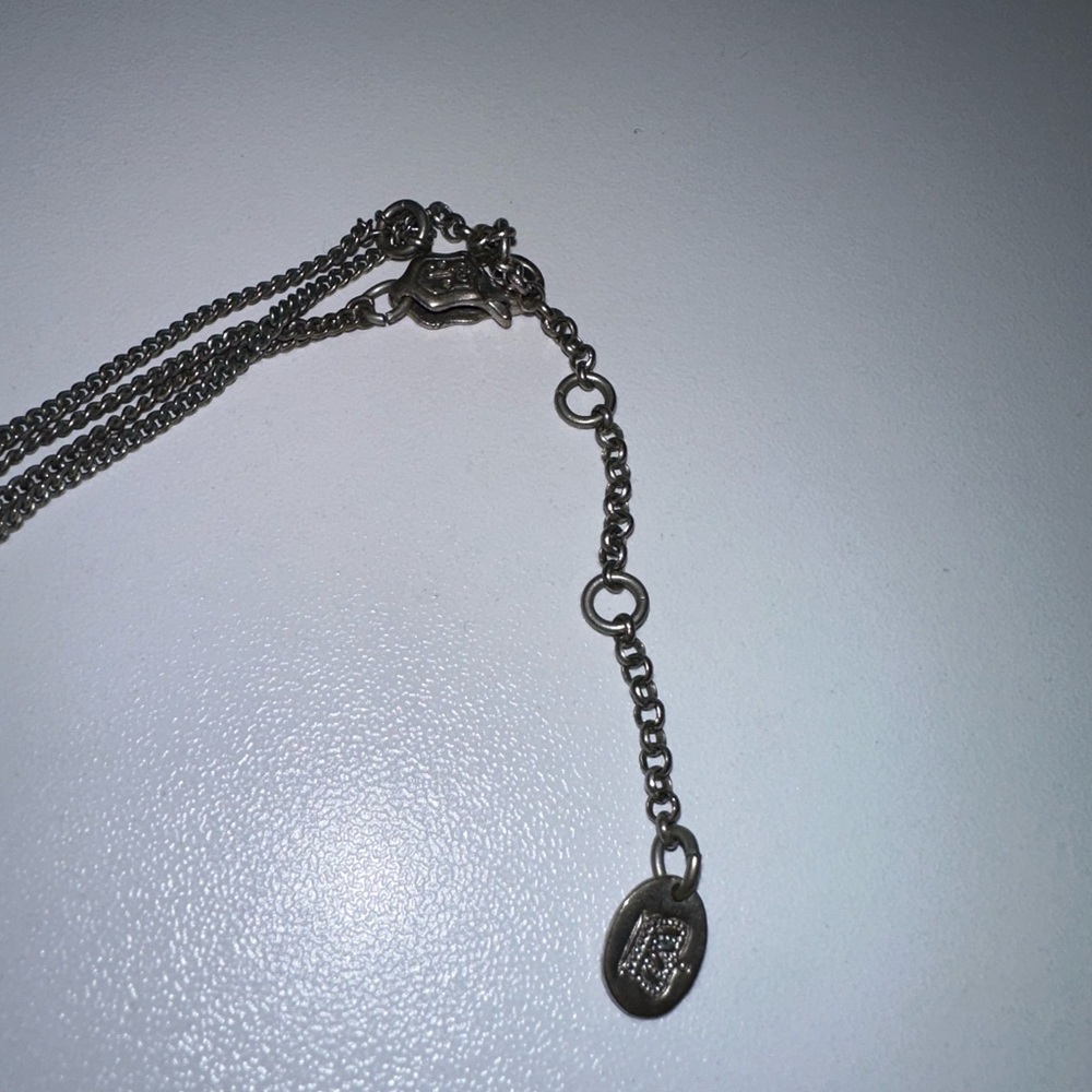 Rare Juicy Couture Royal Crown Heart Silver Heart rhinestone chain necklace - Picture 3 of 6